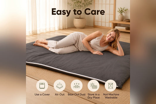 Futon care basics — use a cover, air out, beat out dust, store dry