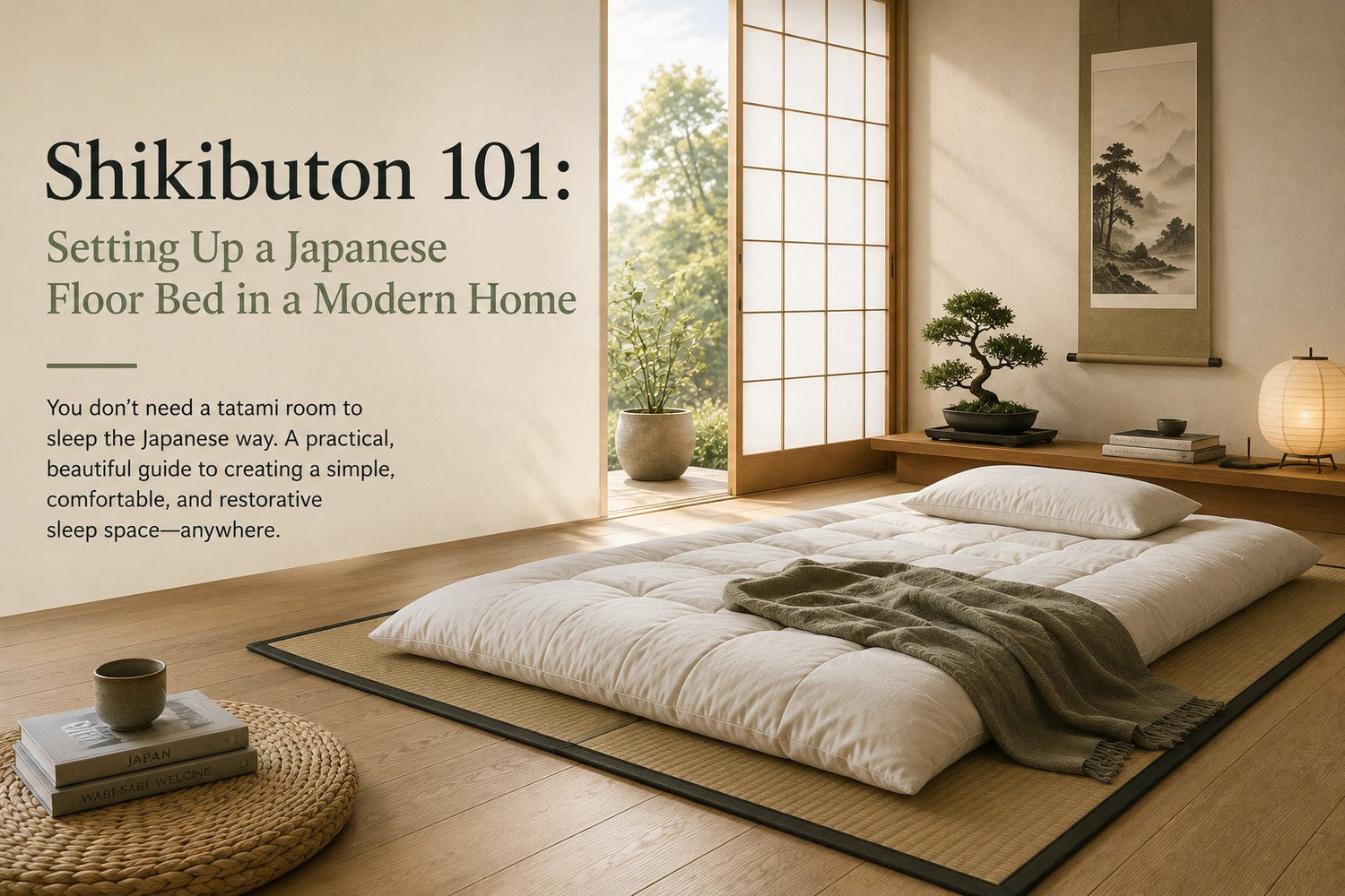 Shikibuton 101 — a Japanese floor bed set up in a modern tatami room