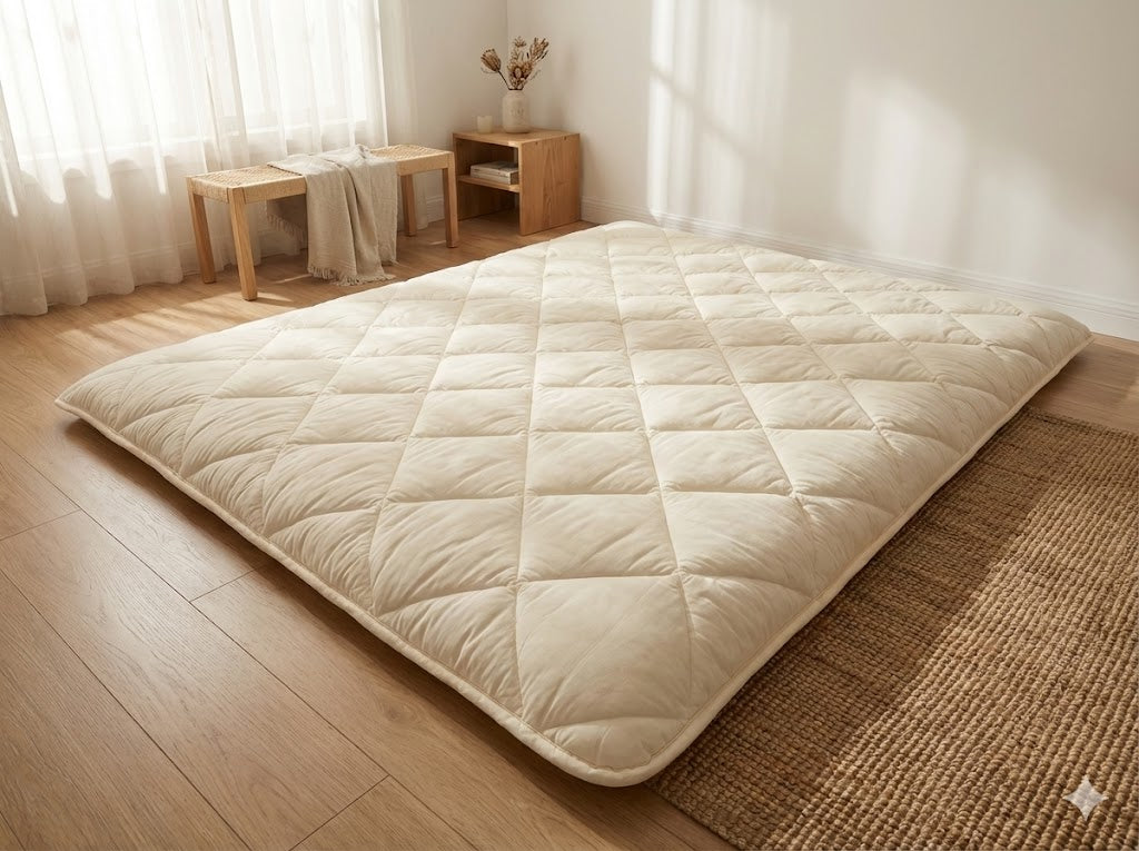 Zen.Rest Japanese Futon Mattress with Portable Storage Bag, Foldable Roll Up, Thick Tatami Mat,Floor Lounger Bed, Seven Layer Memory Foam, Floor Mattress Guest Sleeping Pad (King (U.S. Standard))