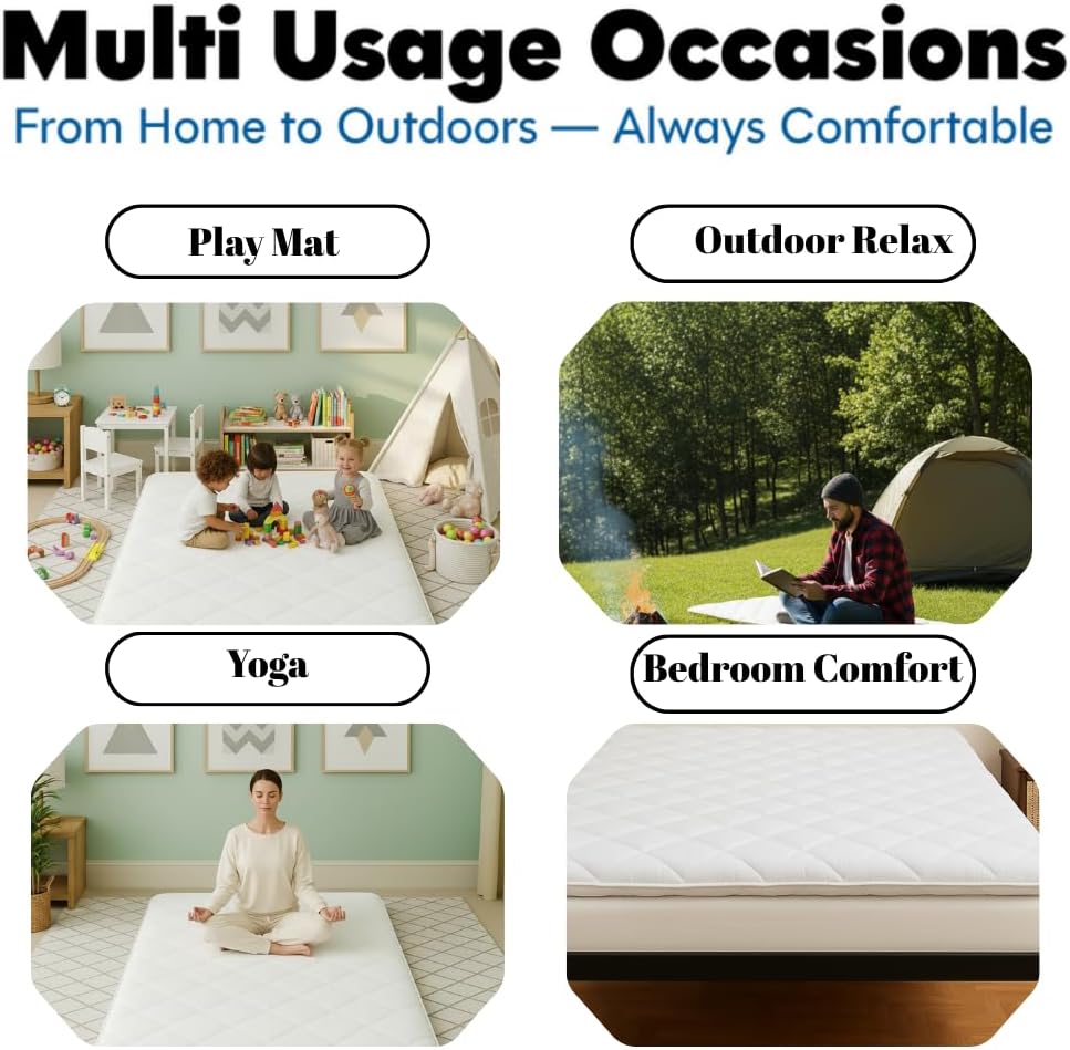 Zen.Rest Japanese Futon Mattress with Portable Storage Bag, Foldable Roll Up, Thick Tatami Mat,Floor Lounger Bed, Seven Layer Memory Foam, Floor Mattress Guest Sleeping Pad (King (U.S. Standard))