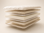 Exploded view of the 7-layer construction with cotton, memory foam and breathable fabric layers