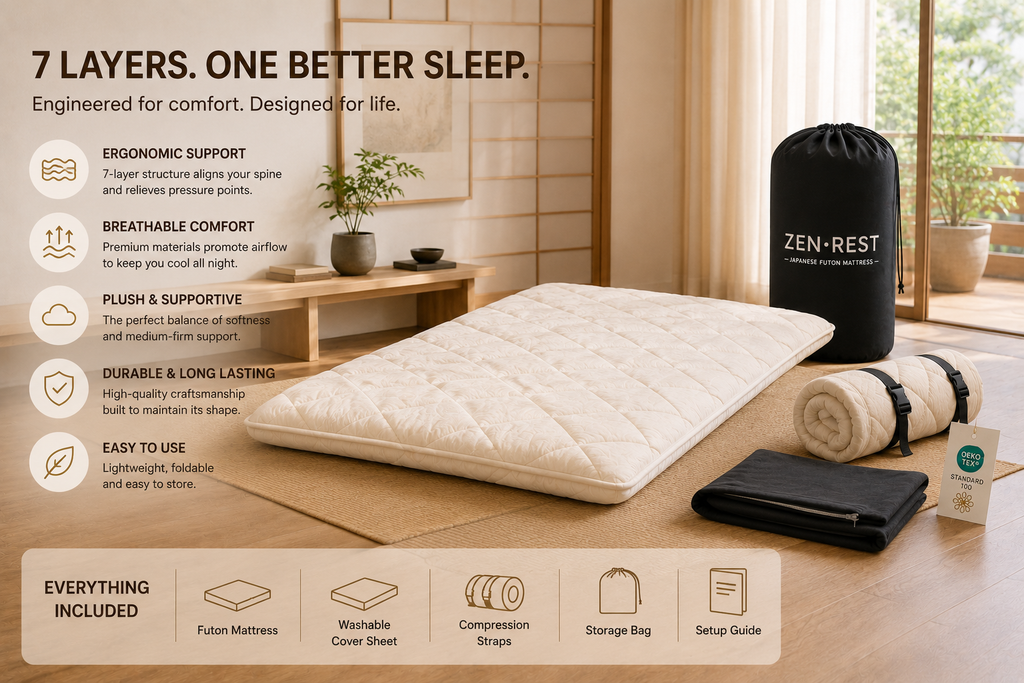 7 layers one better sleep - ergonomic support, breathable comfort and included accessories