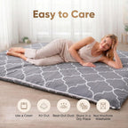 Easy care instructions for the 9-layer futon: use a cover, air out, store in a dry place