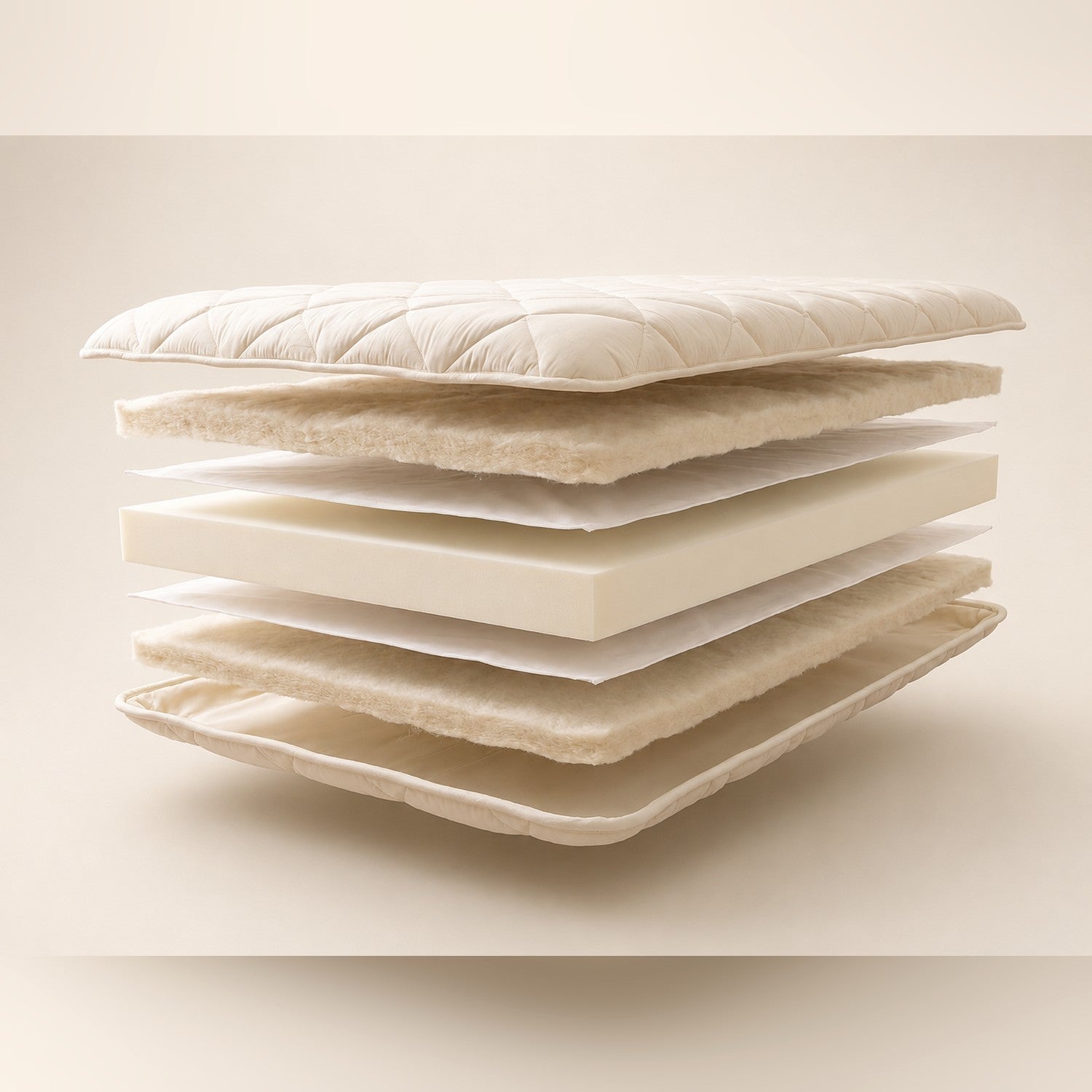 Exploded view of the 7-layer futon construction