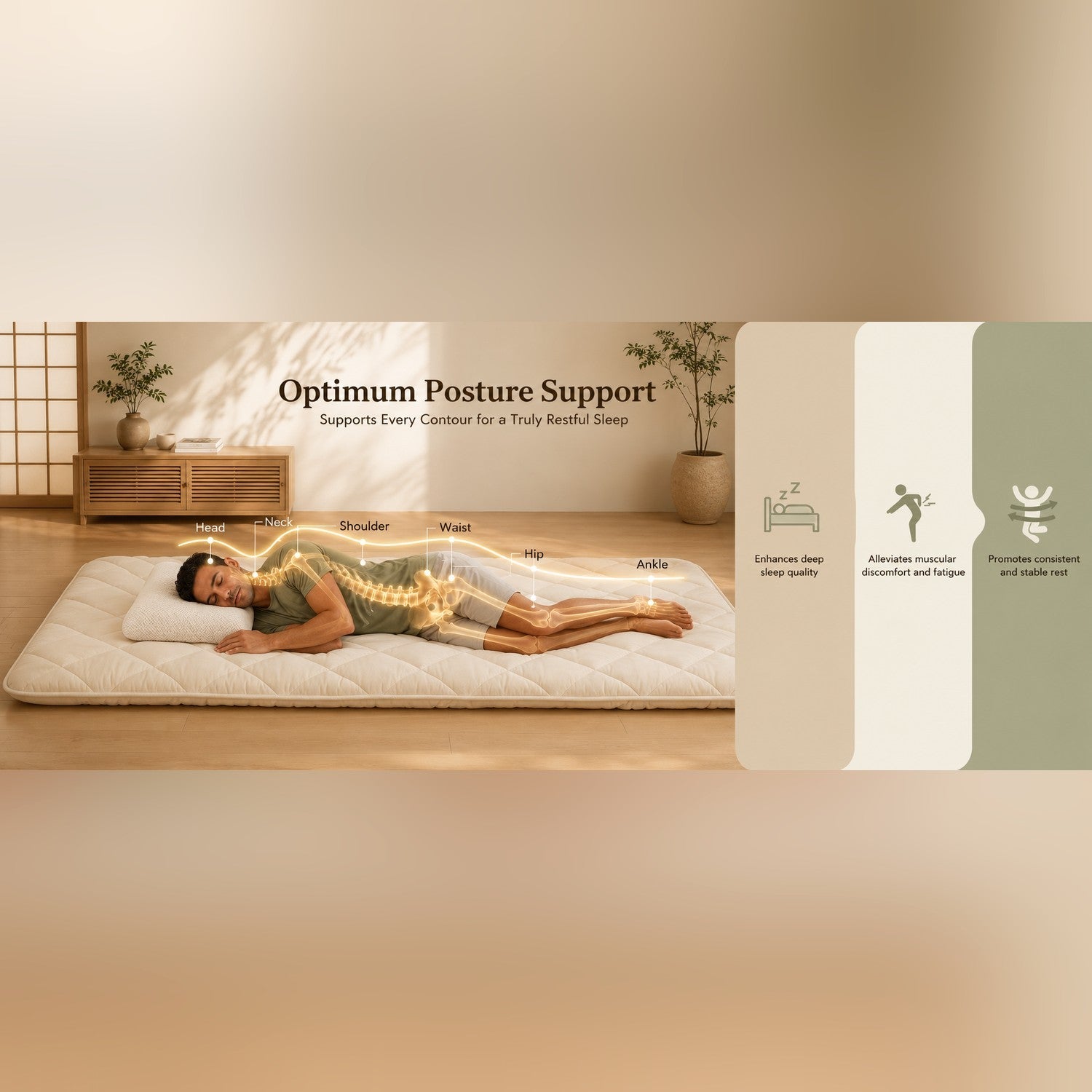 Optimum posture support — head to ankle alignment