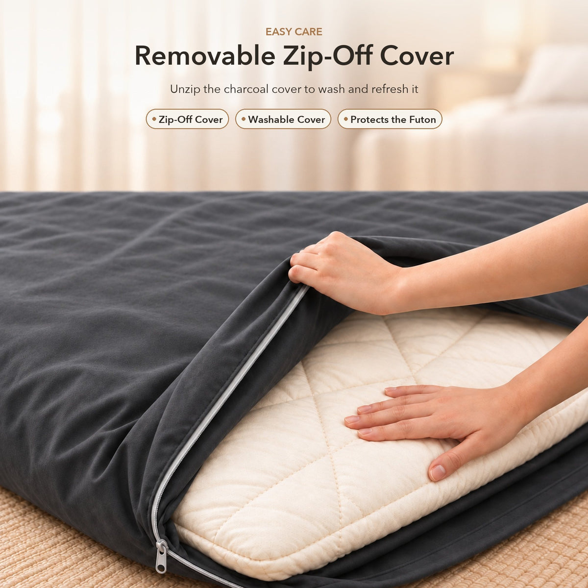 7-layer futon removable zip-off cover
