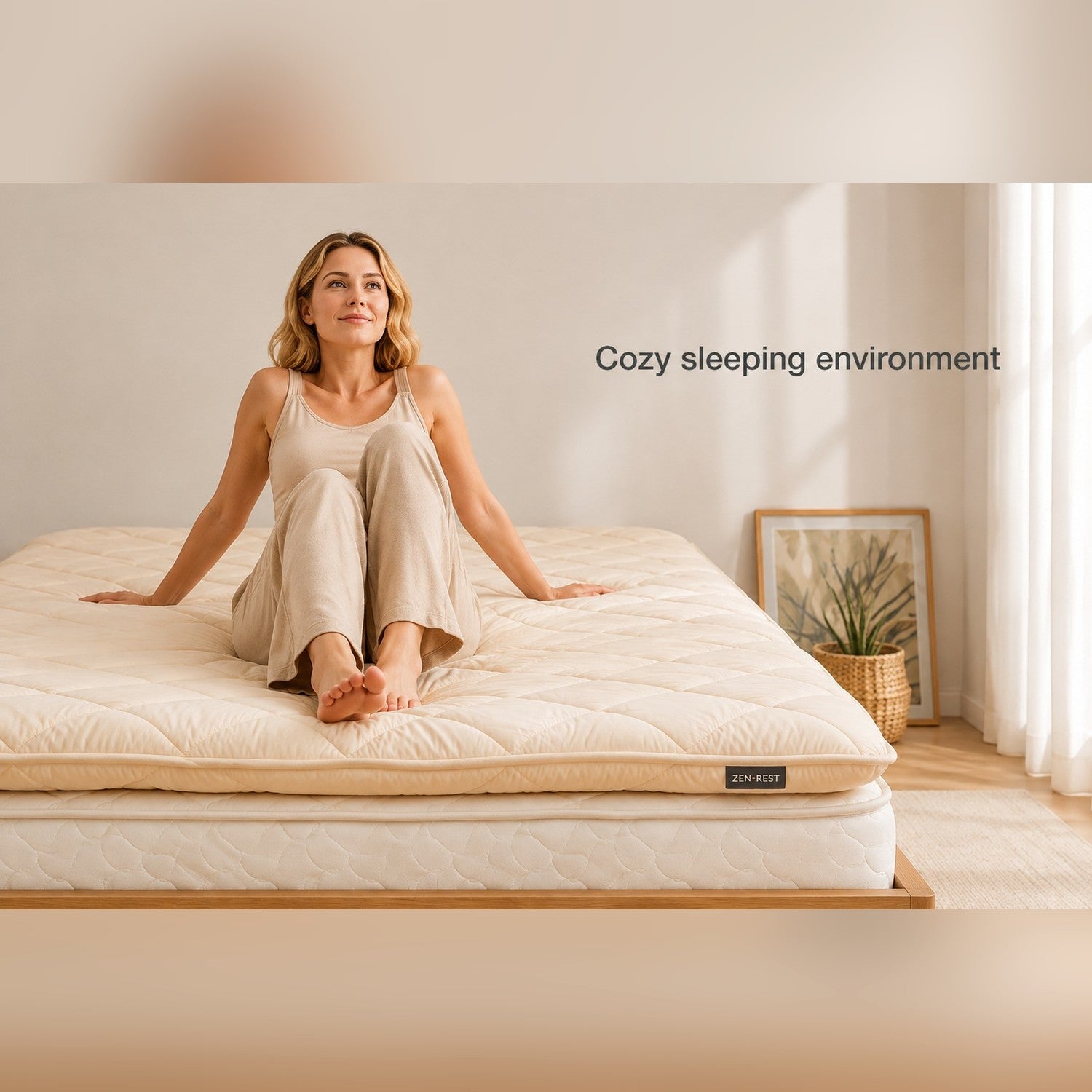 Zen.Rest futon on a bed — cozy sleeping environment