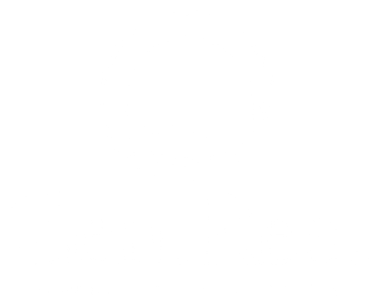 Zen.Rest stacked logo in white - enso brush circle above wordmark, transparent background (footer)